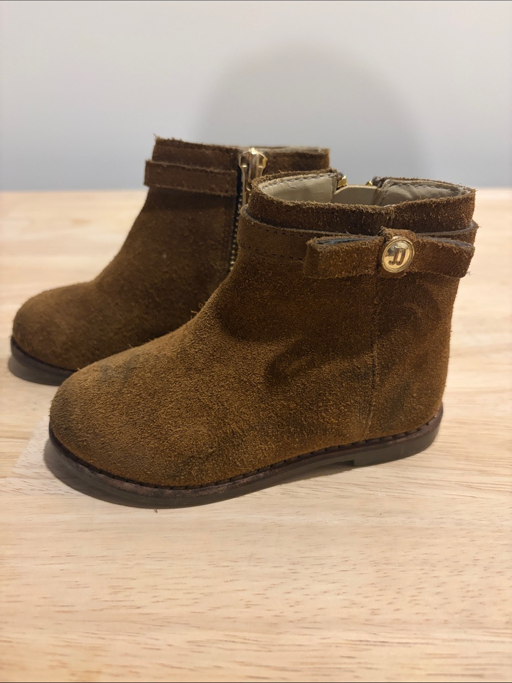 Janie & Jack Suede Ankle Boots in Brown - Classic Zip Closure Size 6 Toddler